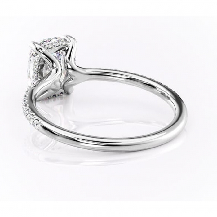 Inel de logodnă Daisy din aur Alb 14kt cu moissanite tăietură asscher – Montură pavé rafinată pentru profil jos | Personalizează și configurează gratuit online [4]