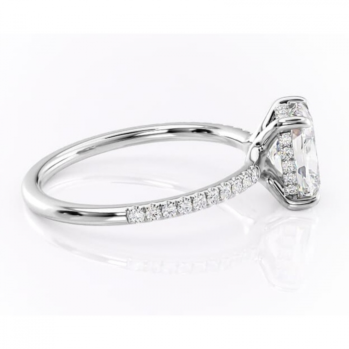 Inel de logodnă Daisy din aur Alb 14kt cu moissanite tăietură asscher – Montură pavé rafinată pentru profil jos | Personalizează și configurează gratuit online [2]