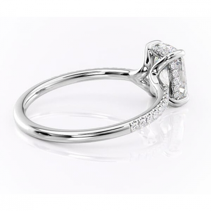 Inel de logodnă Daisy din aur Alb 14kt cu moissanite tăietură asscher – Montură pavé rafinată pentru profil jos | Personalizează și configurează gratuit online [3]