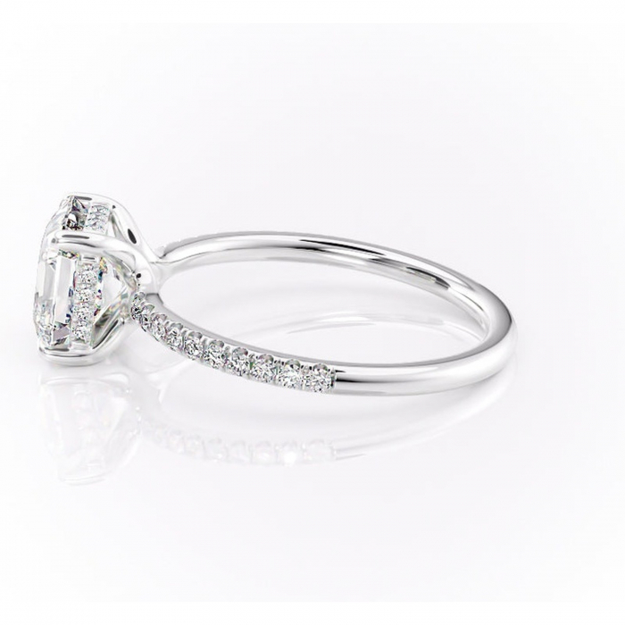 Inel de logodnă Daisy din aur Alb 14kt cu moissanite tăietură asscher – Montură pavé rafinată pentru profil jos | Personalizează și configurează gratuit online [6]