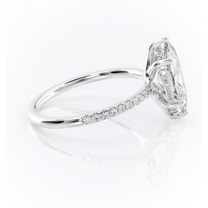 Inel de logodnă Daisy din aur Alb 14kt cu moissanite tăietură marquise – Montură pavé rafinată pentru profil jos | Personalizează și configurează gratuit online [2]