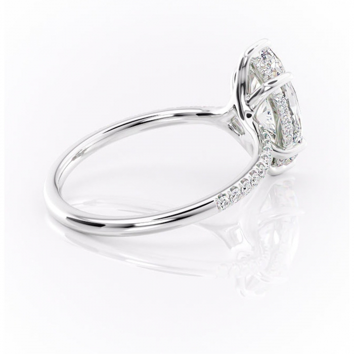 Inel de logodnă Daisy din aur Alb 14kt cu moissanite tăietură marquise – Montură pavé rafinată pentru profil jos | Personalizează și configurează gratuit online [3]