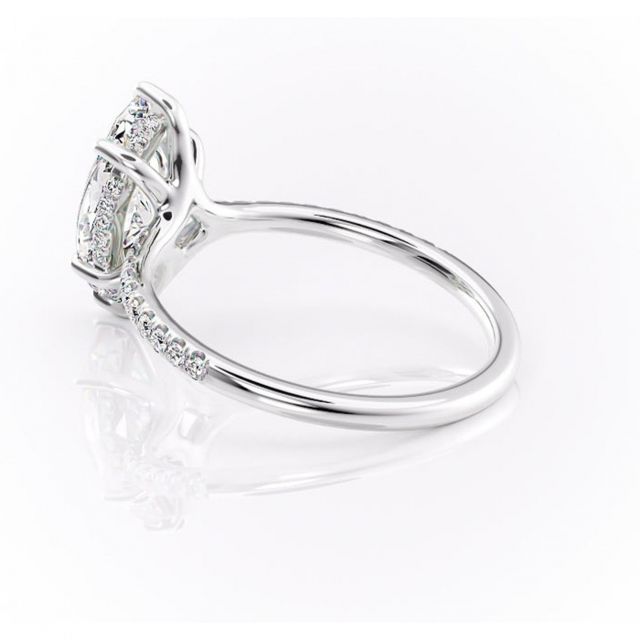 Inel de logodnă Daisy din aur Alb 14kt cu moissanite tăietură marquise – Montură pavé rafinată pentru profil jos | Personalizează și configurează gratuit online [5]