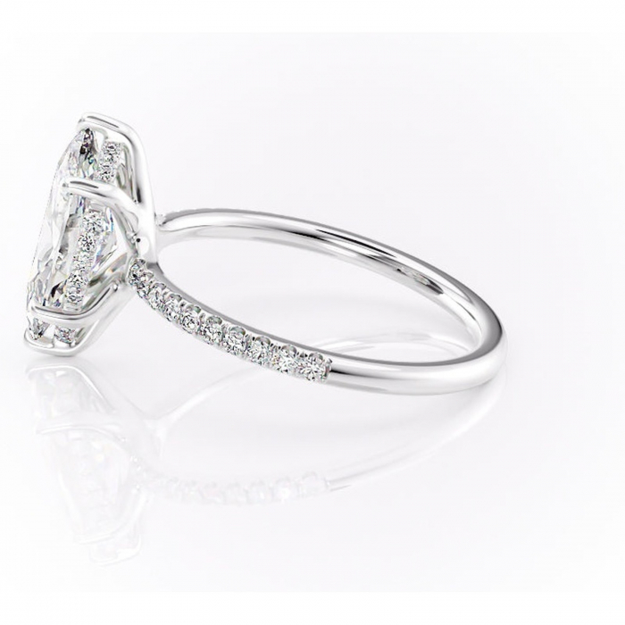 Inel de logodnă Daisy din aur Alb 14kt cu moissanite tăietură marquise – Montură pavé rafinată pentru profil jos | Personalizează și configurează gratuit online [6]