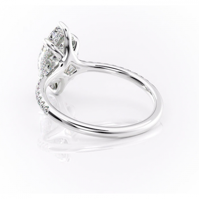Inel de logodnă Daisy din aur Alb 14kt cu moissanite tăietură marquise – Montură pavé rafinată pentru profil jos | Personalizează și configurează gratuit online [4]