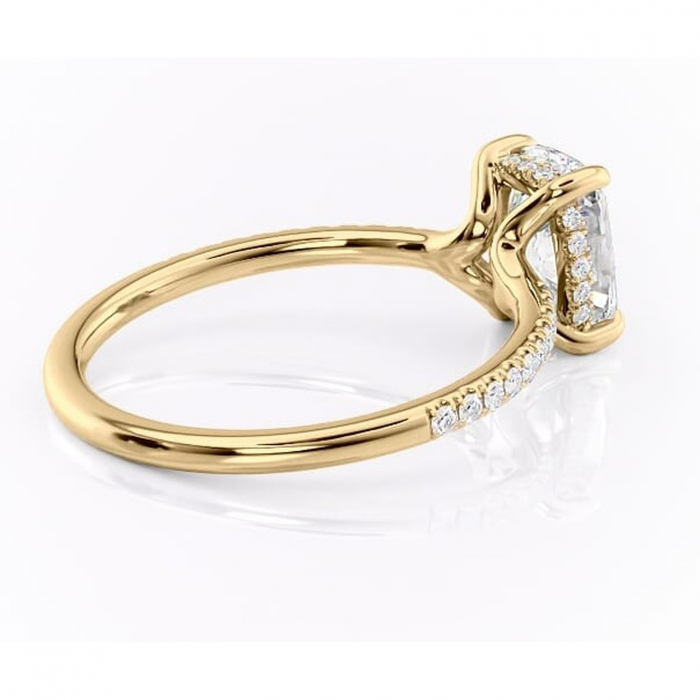 Inel de logodnă Daisy din aur Galben 14kt cu moissanite tăietură asscher – Montură pavé rafinată pentru profil jos | Personalizează și configurează gratuit online [3]