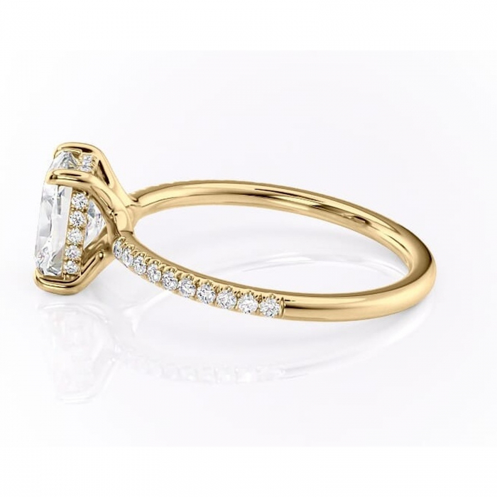 Inel de logodnă Daisy din aur Galben 14kt cu moissanite tăietură asscher – Montură pavé rafinată pentru profil jos | Personalizează și configurează gratuit online [6]