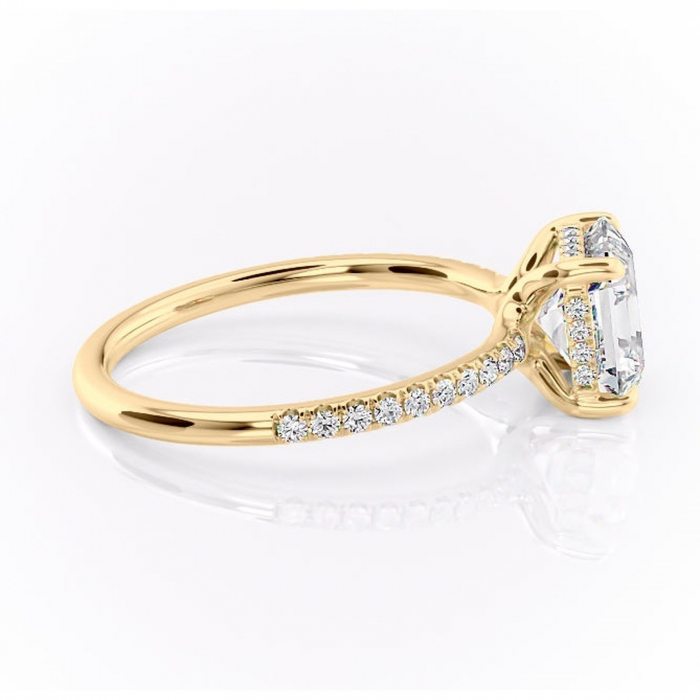 Inel de logodnă Daisy din aur Galben 18kt cu moissanite tăietură asscher – Montură pavé rafinată pentru profil jos | Personalizează și configurează gratuit online [2]