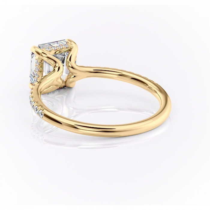 Inel de logodnă Daisy din aur Galben 18kt cu moissanite tăietură asscher – Montură pavé rafinată pentru profil jos | Personalizează și configurează gratuit online [4]