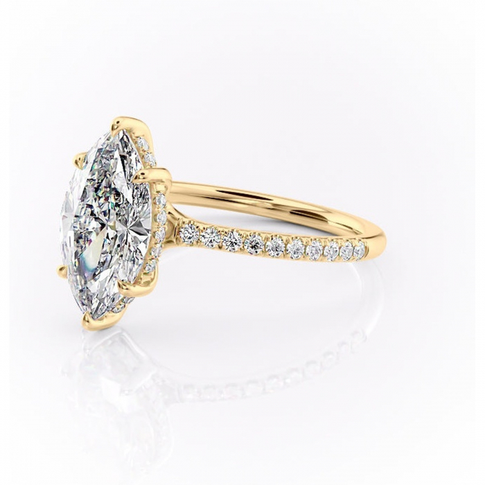 Inel de logodnă Daisy din aur Galben 14kt cu moissanite tăietură marquise – Montură pavé rafinată pentru profil jos | Personalizează și configurează gratuit online [7]