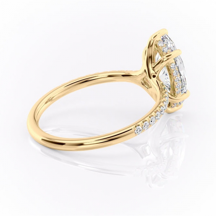 Inel de logodnă Daisy din aur Galben 14kt cu moissanite tăietură marquise – Montură pavé rafinată pentru profil jos | Personalizează și configurează gratuit online [3]