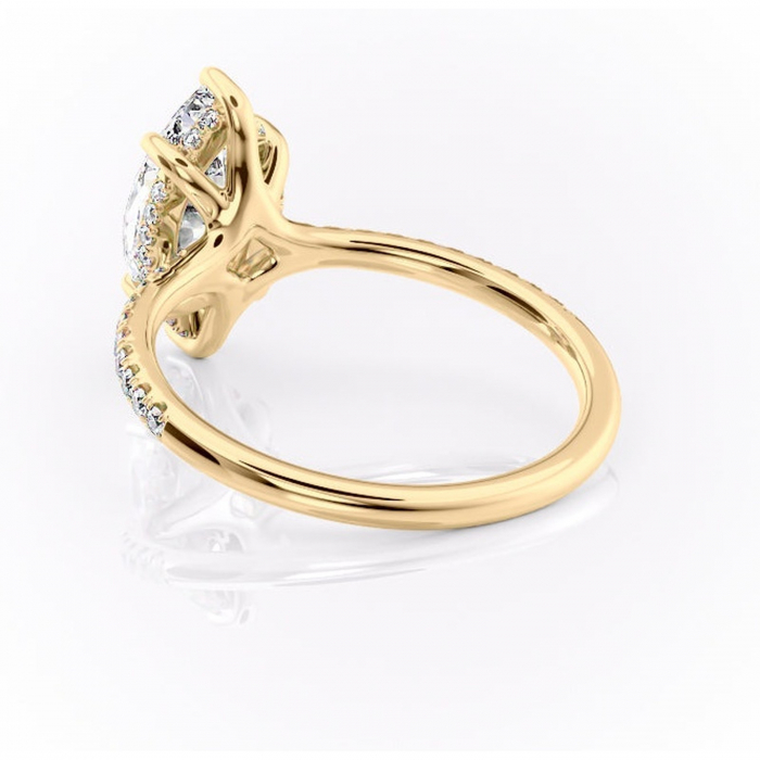 Inel de logodnă Daisy din aur Galben 14kt cu moissanite tăietură marquise – Montură pavé rafinată pentru profil jos | Personalizează și configurează gratuit online [4]