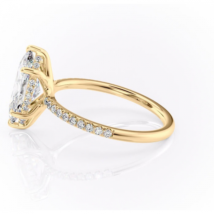 Inel de logodnă Daisy din aur Galben 14kt cu moissanite tăietură marquise – Montură pavé rafinată pentru profil jos | Personalizează și configurează gratuit online [6]