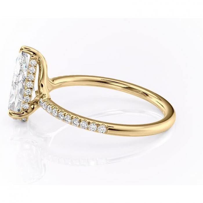 Inel de logodnă Daisy din aur Galben 14kt cu moissanite tăietură pară – Montură pavé rafinată pentru profil jos | Personalizează și configurează gratuit online [6]