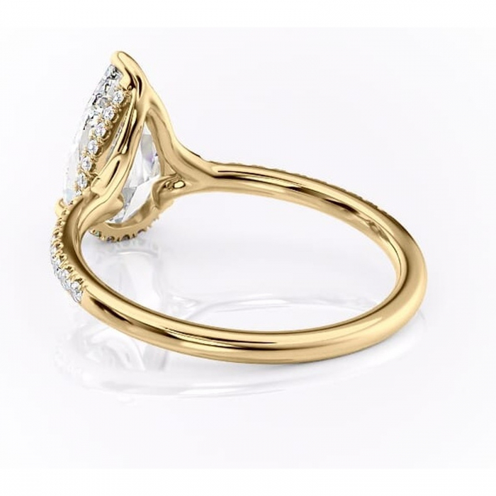 Inel de logodnă Daisy din aur Galben 14kt cu moissanite tăietură pară – Montură pavé rafinată pentru profil jos | Personalizează și configurează gratuit online [4]