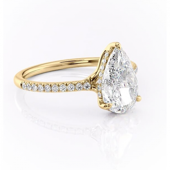 Inel de logodnă Daisy din aur Galben 14kt cu moissanite tăietură pară – Montură pavé rafinată pentru profil jos | Personalizează și configurează gratuit online [1]