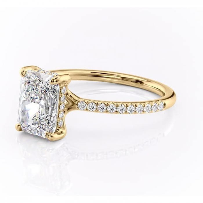 Inel de logodnă Daisy din aur Galben 14kt cu moissanite tăietură radiantă – Montură pavé rafinată pentru profil jos | Personalizează și configurează gratuit online [7]