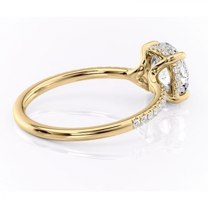 Inel de logodnă Daisy din aur Galben 14kt cu moissanite tăietură rotundă – Montură pavé rafinată pentru profil jos | Personalizează și configurează gratuit online [3]
