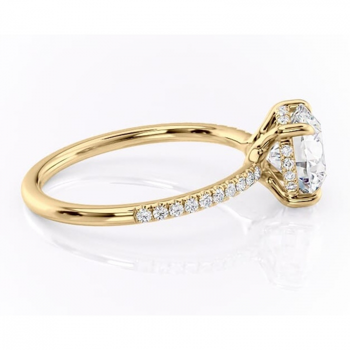 Inel de logodnă Daisy din aur Galben 14kt cu moissanite tăietură rotundă – Montură pavé rafinată pentru profil jos | Personalizează și configurează gratuit online [2]