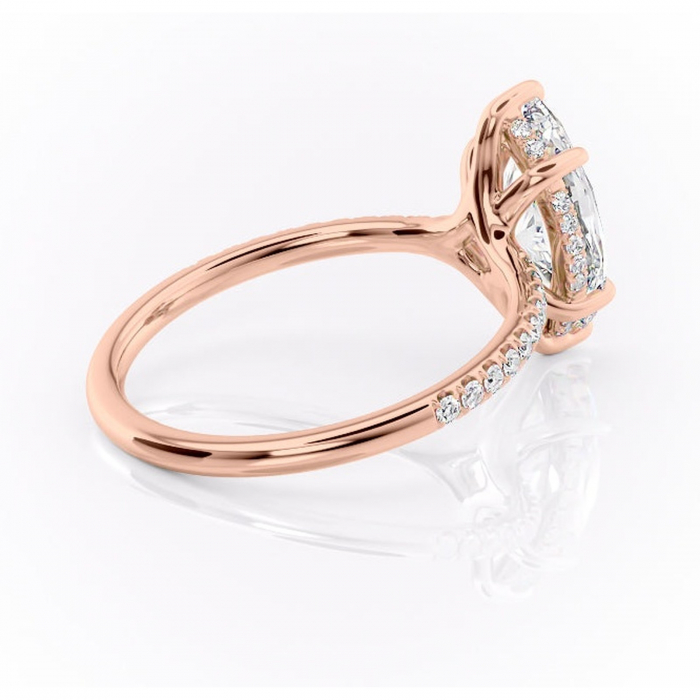 Inel de logodnă Daisy din aur Rose 14kt cu moissanite tăietură marquise – Montură pavé rafinată pentru profil jos | Personalizează și configurează gratuit online [3]
