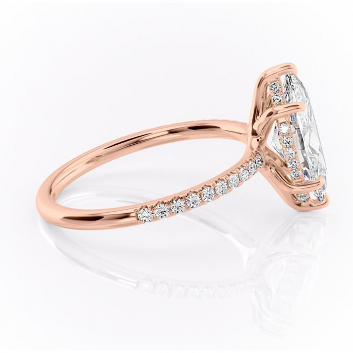 Inel de logodnă Daisy din aur Rose 14kt cu moissanite tăietură marquise – Montură pavé rafinată pentru profil jos | Personalizează și configurează gratuit online [2]