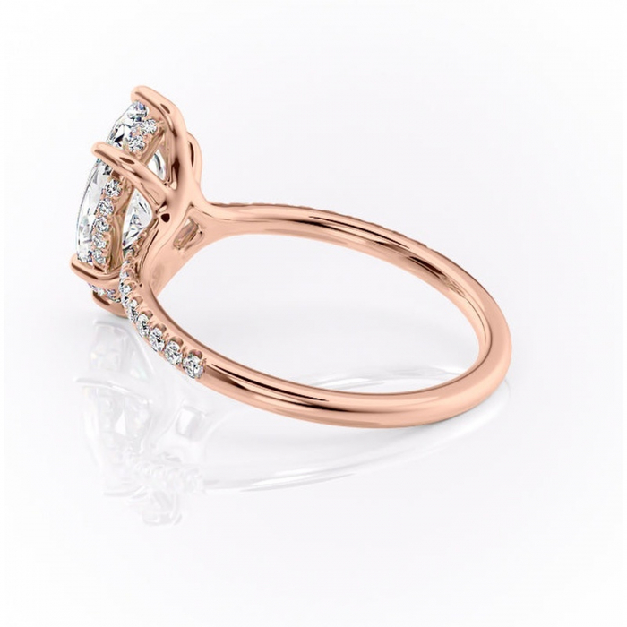 Inel de logodnă Daisy din aur Rose 14kt cu moissanite tăietură marquise – Montură pavé rafinată pentru profil jos | Personalizează și configurează gratuit online [5]