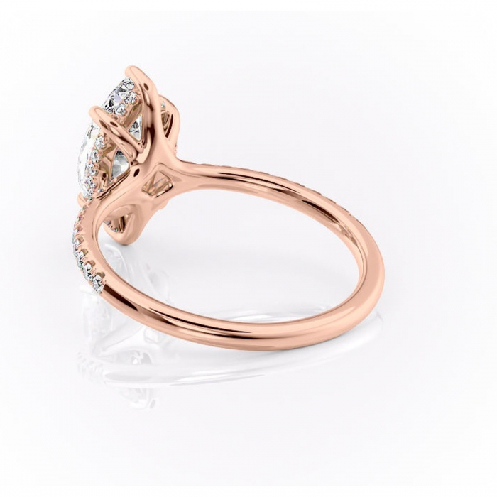 Inel de logodnă Daisy din aur Rose 14kt cu moissanite tăietură marquise – Montură pavé rafinată pentru profil jos | Personalizează și configurează gratuit online [4]