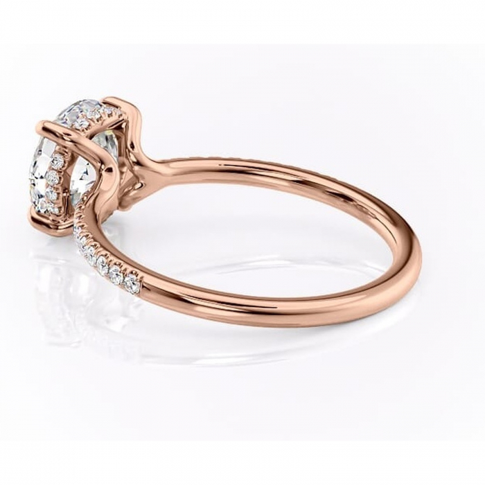 Inel de logodnă Daisy din aur Rose 14kt cu moissanite tăietură rotundă – Montură pavé rafinată pentru profil jos | Personalizează și configurează gratuit online [5]