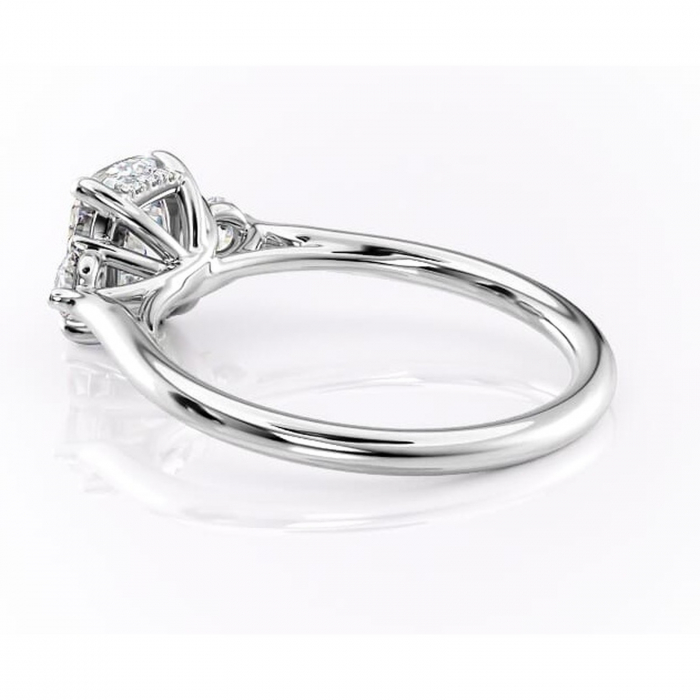 Inel de logodnă Delphine din aur Alb 14kt cu moissanite tăietură asscher – Montură cu trei pietre rafinată pentru profil mediu | Personalizează și configurează gratuit online [5]