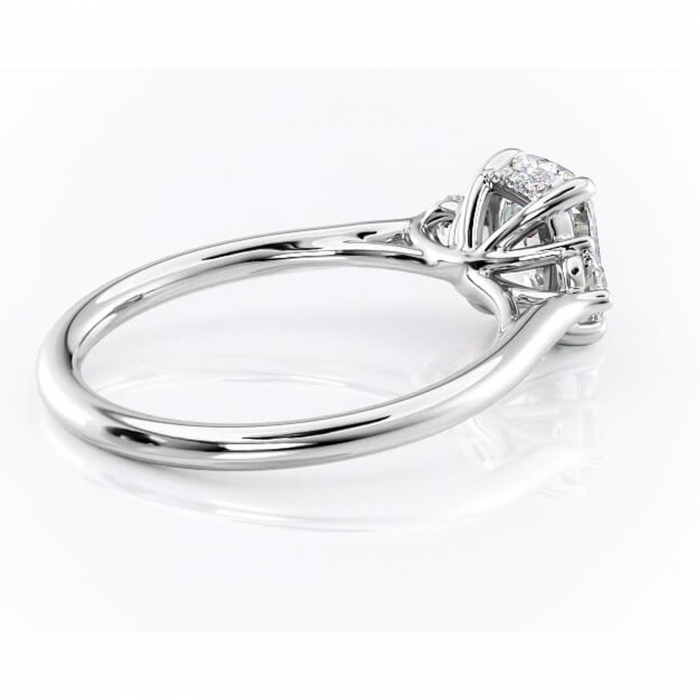 Inel de logodnă Delphine din aur Alb 14kt cu moissanite tăietură asscher – Montură cu trei pietre rafinată pentru profil mediu | Personalizează și configurează gratuit online [3]