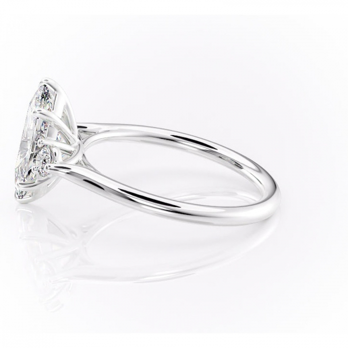 Inel de logodnă Delphine din aur Alb 14kt cu moissanite tăietură marquise – Montură cu trei pietre rafinată pentru profil mediu | Personalizează și configurează gratuit online [6]