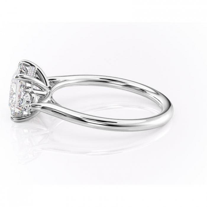 Inel de logodnă Delphine din aur Alb 18kt cu moissanite tăietură princess – Montură cu trei pietre rafinată pentru profil mediu | Personalizează și configurează gratuit online [6]