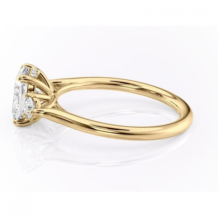 Inel de logodnă Delphine din aur Galben 14kt cu moissanite tăietură asscher – Montură cu trei pietre rafinată pentru profil mediu | Personalizează și configurează gratuit online [6]