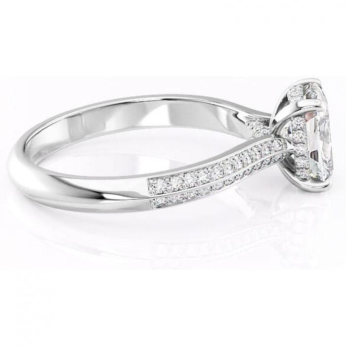 Inel de logodnă Elara din aur Alb 14kt cu moissanite tăietură asscher – Montură pavé rafinată pentru profil înalt | Personalizează și configurează gratuit online [2]