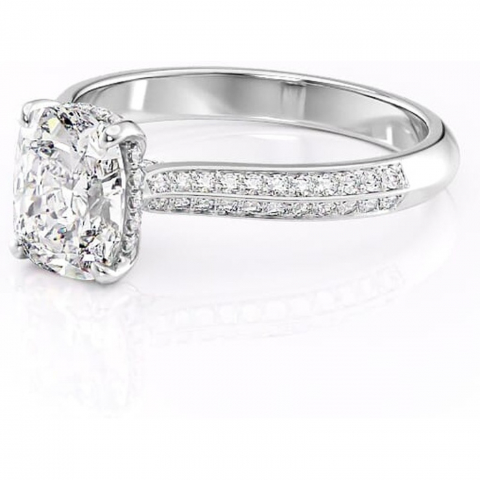 Inel de logodnă Elara din aur Alb 14kt cu moissanite tăietură asscher – Montură pavé rafinată pentru profil înalt | Personalizează și configurează gratuit online [7]