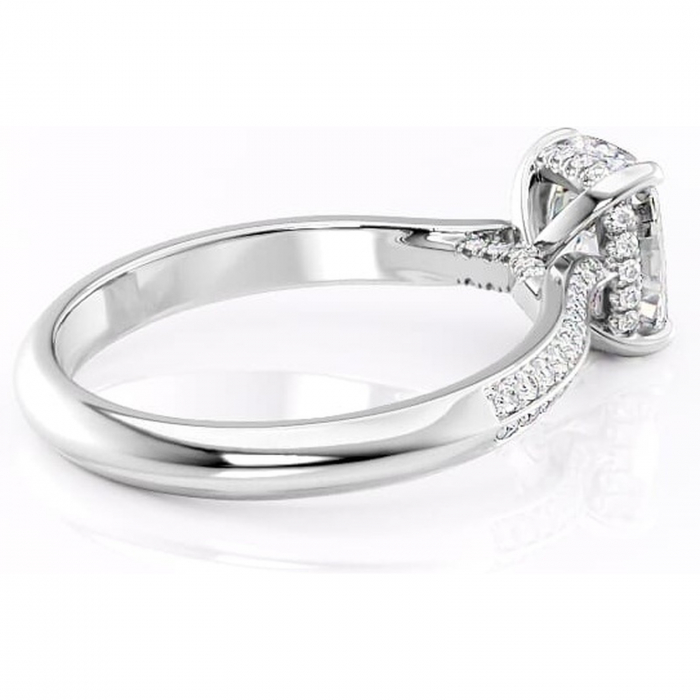 Inel de logodnă Elara din aur Alb 14kt cu moissanite tăietură asscher – Montură pavé rafinată pentru profil înalt | Personalizează și configurează gratuit online [3]