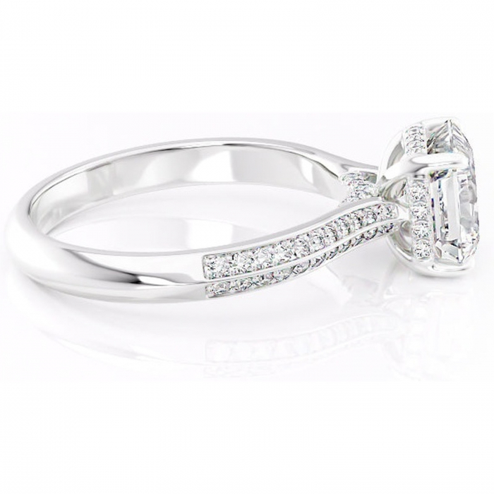 Inel de logodnă Elara din aur Alb 14kt cu moissanite tăietură asscher – Montură pavé rafinată pentru profil înalt | Personalizează și configurează gratuit online [2]