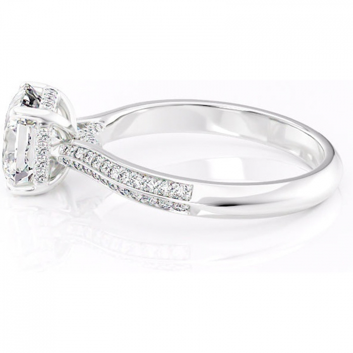 Inel de logodnă Elara din aur Alb 14kt cu moissanite tăietură asscher – Montură pavé rafinată pentru profil înalt | Personalizează și configurează gratuit online [6]