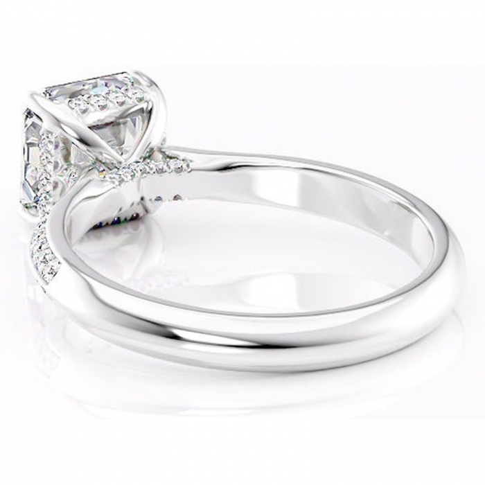 Inel de logodnă Elara din aur Alb 14kt cu moissanite tăietură asscher – Montură pavé rafinată pentru profil înalt | Personalizează și configurează gratuit online [4]