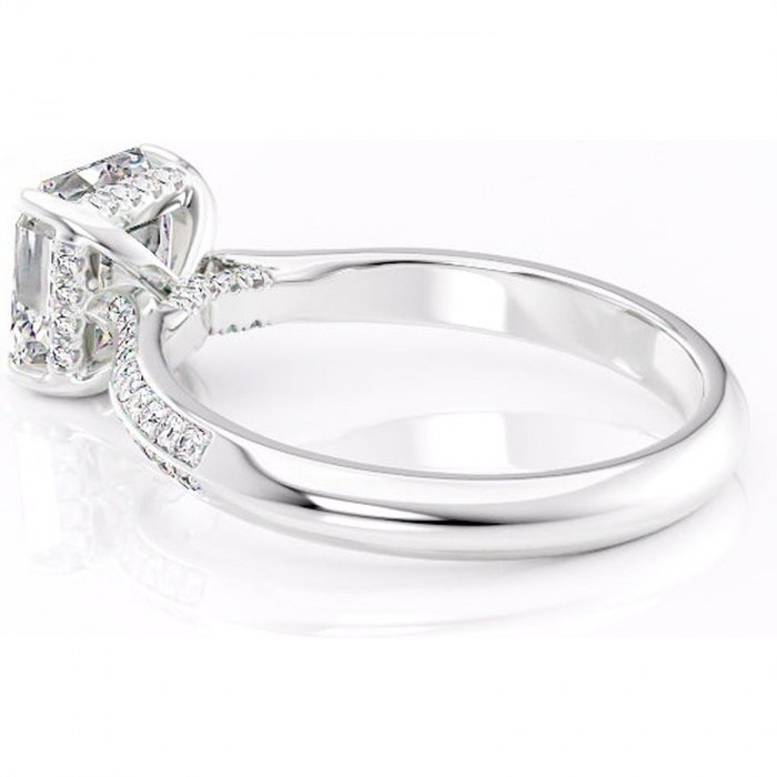 Inel de logodnă Elara din aur Alb 14kt cu moissanite tăietură asscher – Montură pavé rafinată pentru profil înalt | Personalizează și configurează gratuit online [5]