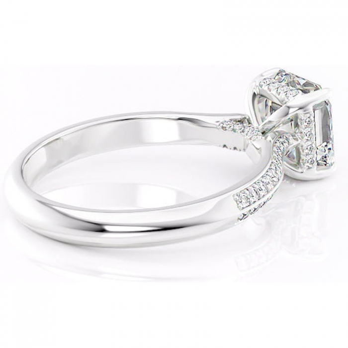 Inel de logodnă Elara din aur Alb 14kt cu moissanite tăietură asscher – Montură pavé rafinată pentru profil înalt | Personalizează și configurează gratuit online [3]