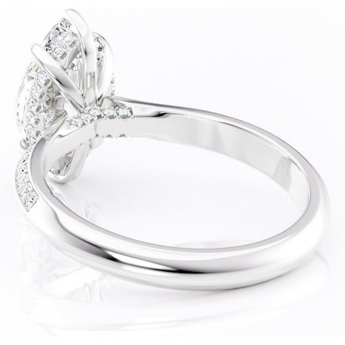 Inel de logodnă Elara din aur Alb 14kt cu moissanite tăietură marquise – Montură pavé rafinată pentru profil înalt | Personalizează și configurează gratuit online [4]