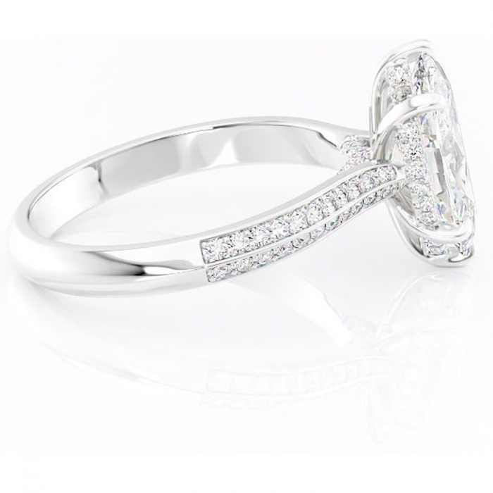 Inel de logodnă Elara din aur Alb 14kt cu moissanite tăietură marquise – Montură pavé rafinată pentru profil înalt | Personalizează și configurează gratuit online [2]