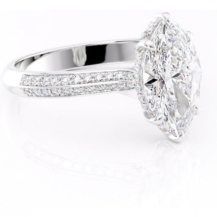 Inel de logodnă Elara din aur Alb 14kt cu moissanite tăietură marquise – Montură pavé rafinată pentru profil înalt | Personalizează și configurează gratuit online [1]