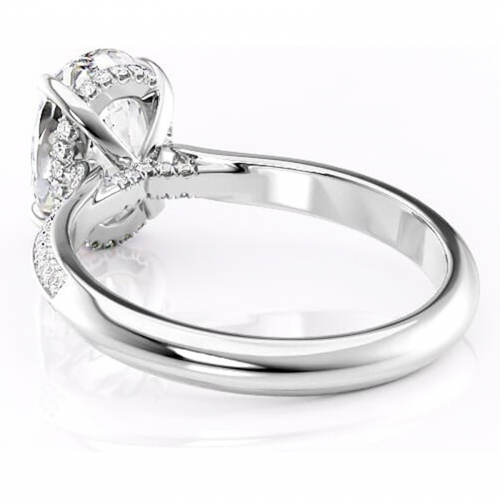 Inel de logodnă Elara din aur Alb 14kt cu moissanite tăietură ovală – Montură pavé rafinată pentru profil înalt | Personalizează și configurează gratuit online [4]