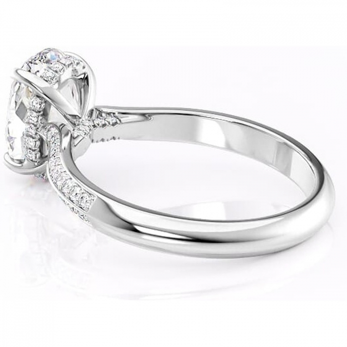 Inel de logodnă Elara din aur Alb 14kt cu moissanite tăietură ovală – Montură pavé rafinată pentru profil înalt | Personalizează și configurează gratuit online [5]