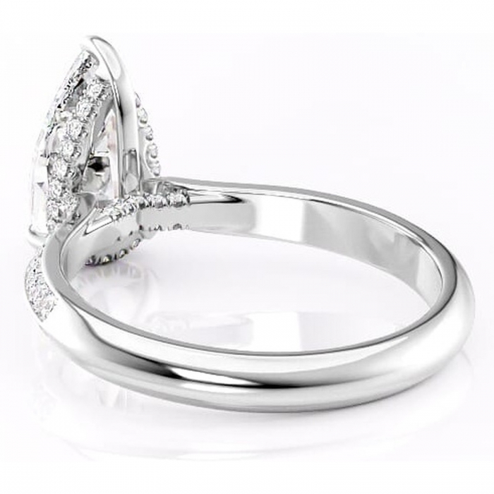 Inel de logodnă Elara din aur Alb 18kt cu moissanite tăietură pară – Montură pavé rafinată pentru profil înalt | Personalizează și configurează gratuit online [4]