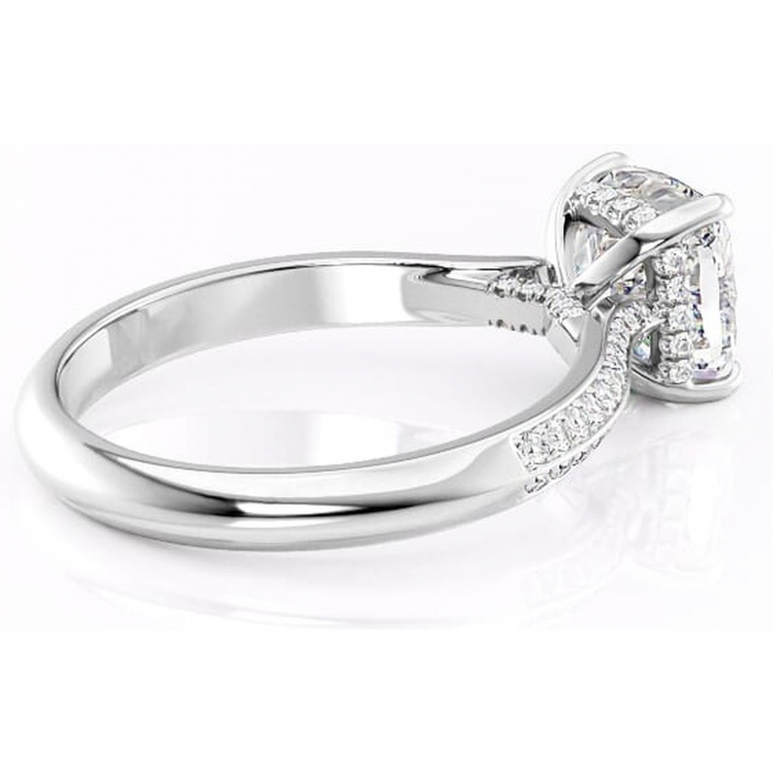 Inel de logodnă Elara din aur Alb 14kt cu moissanite tăietură pernă – Montură pavé rafinată pentru profil înalt | Personalizează și configurează gratuit online [3]