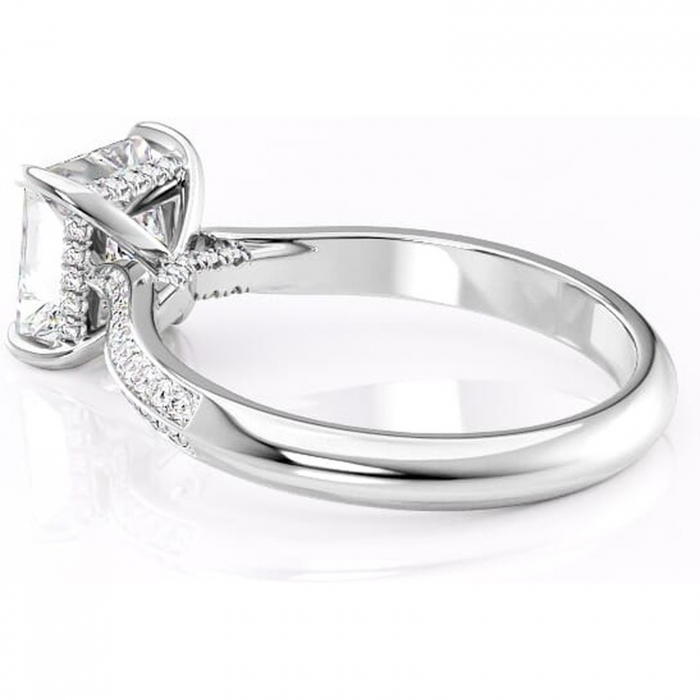 Inel de logodnă Elara din aur Alb 18kt cu moissanite tăietură princess – Montură pavé rafinată pentru profil înalt | Personalizează și configurează gratuit online [5]