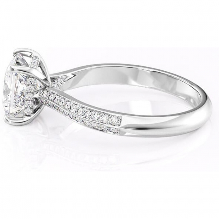 Inel de logodnă Elara din aur Alb 18kt cu moissanite tăietură princess – Montură pavé rafinată pentru profil înalt | Personalizează și configurează gratuit online [6]